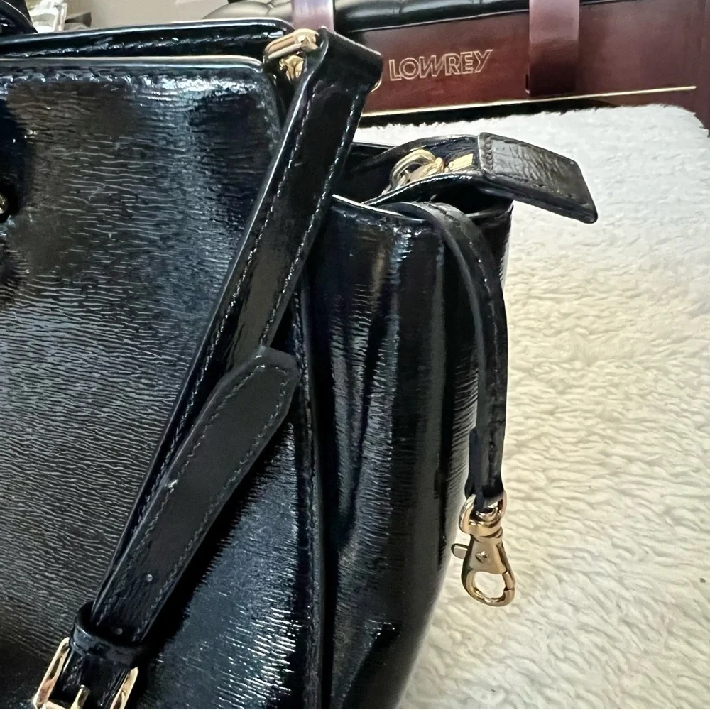 Michael Kors Avril Black Patent Leather Satchels/Shoulders Bag